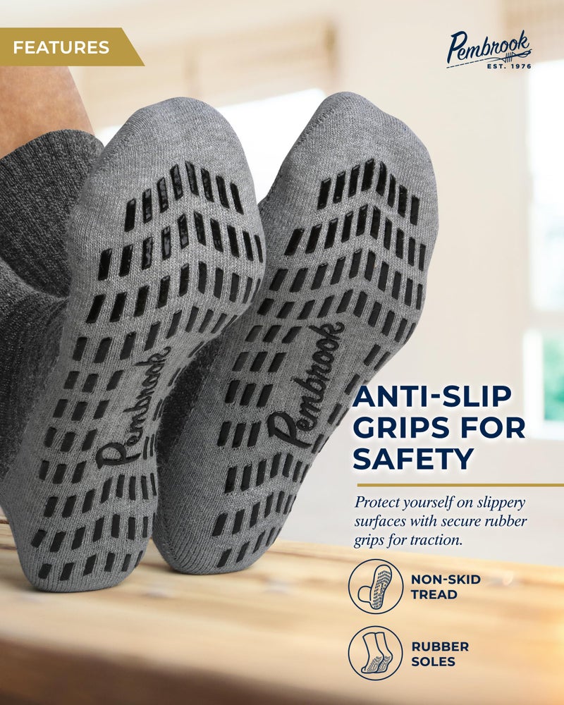 Pembrook 4 Pairs Crew Non Slip Socks - Gripper for Men Women Husband Dad | Grip| Non Slip Socks Men | Non Skid for Men - Image 3